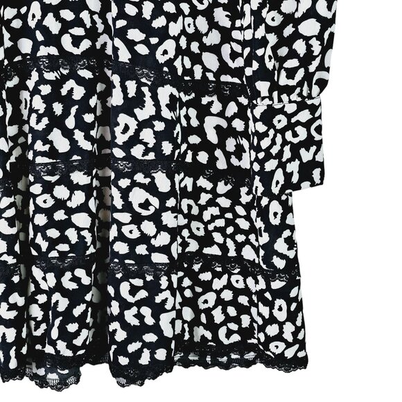Eilly Bazar Animal Print High Neck Long Sleeve Lace Tiered Open Back Dress, NWT - Picture 8 of 11